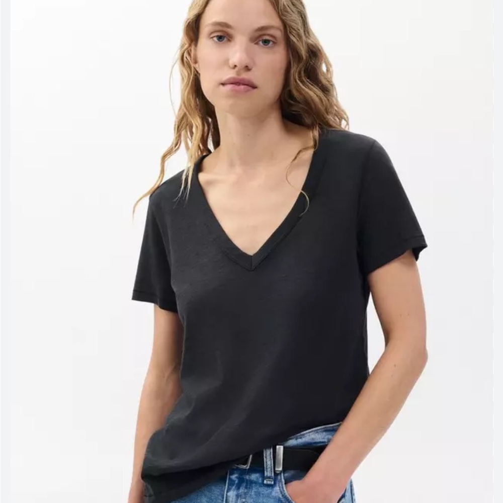 rag & bone Women's Black V-Neck Short Sleeve Tee S